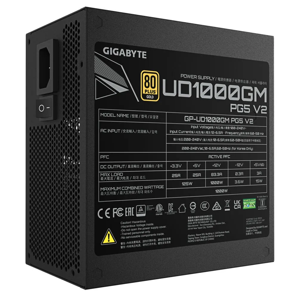GIGABYTE UD1000GM PG5 V2 GP-UD1000GM UK 1000 W 80 PLUS Gold ATX Güç Kaynağı Thumbnail 10