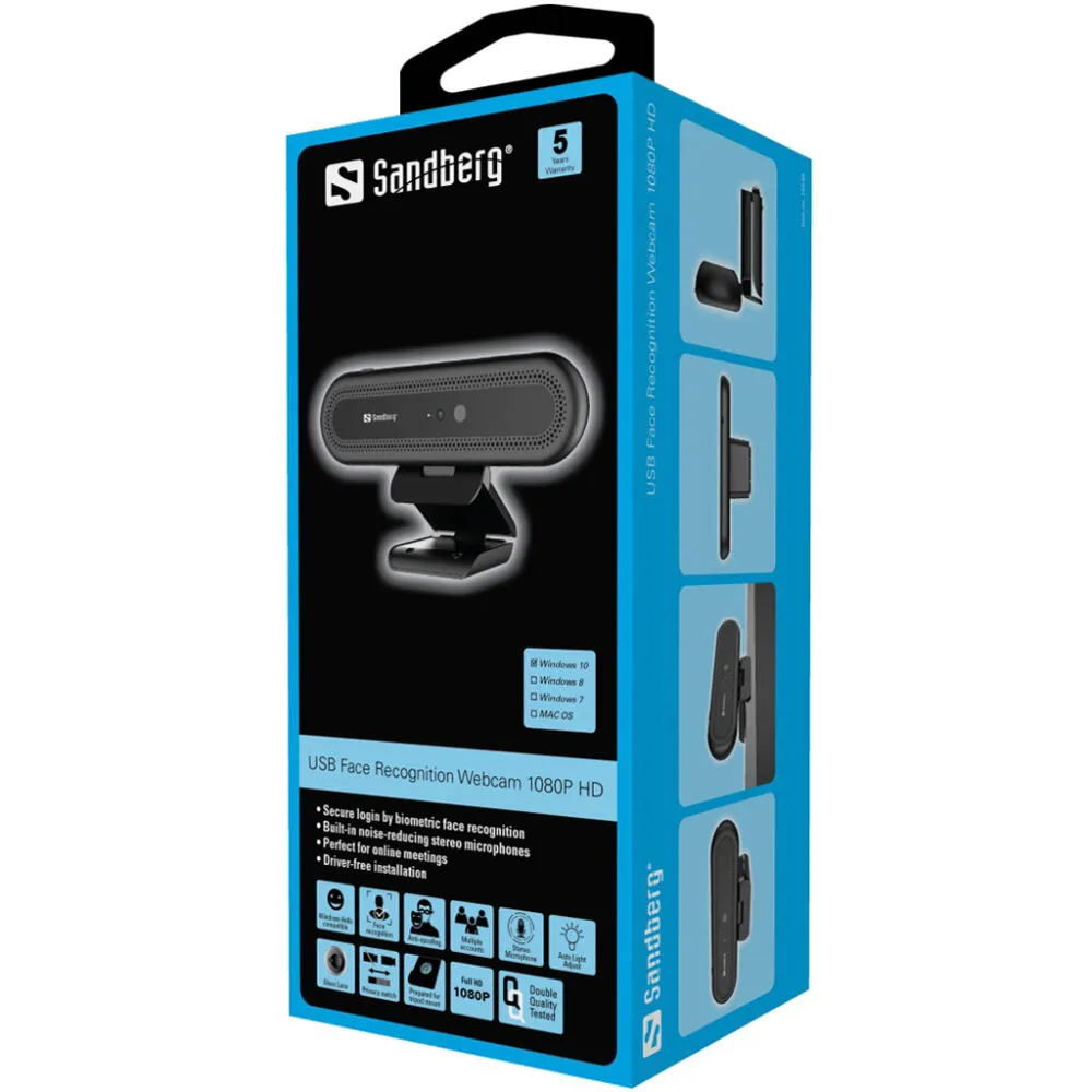Sandberg Face Recognition Webcam 1080P 133-99 Thumbnail 10