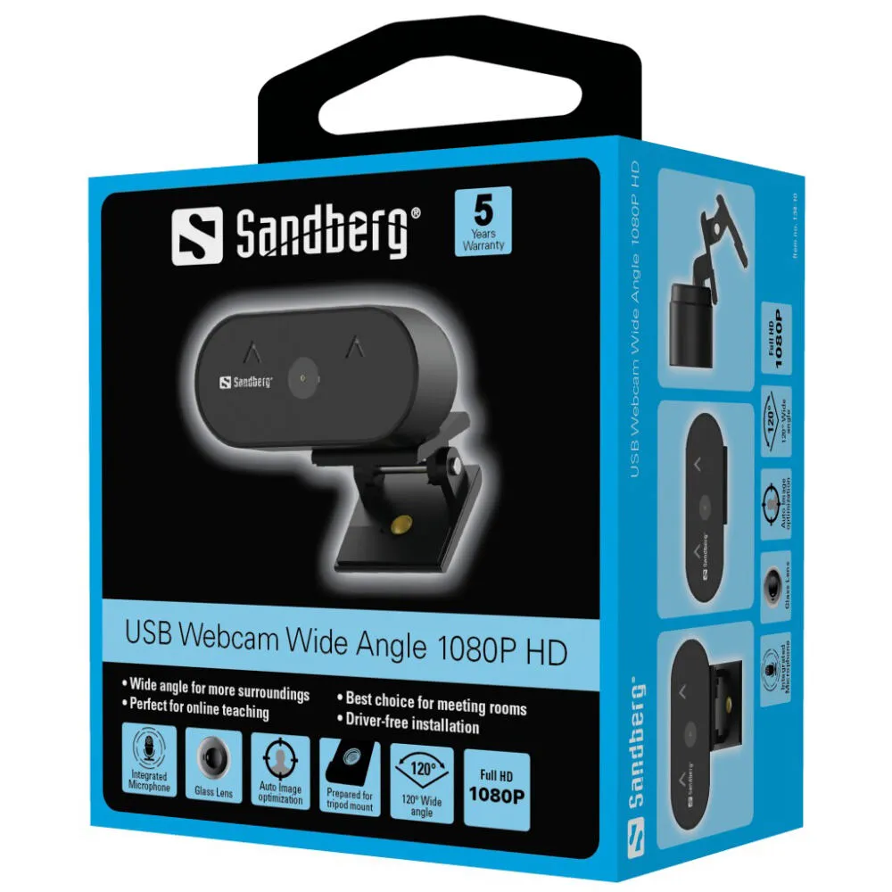 Sandberg USB Webcam Wide Angle 1080P HD 134-10 Thumbnail 7