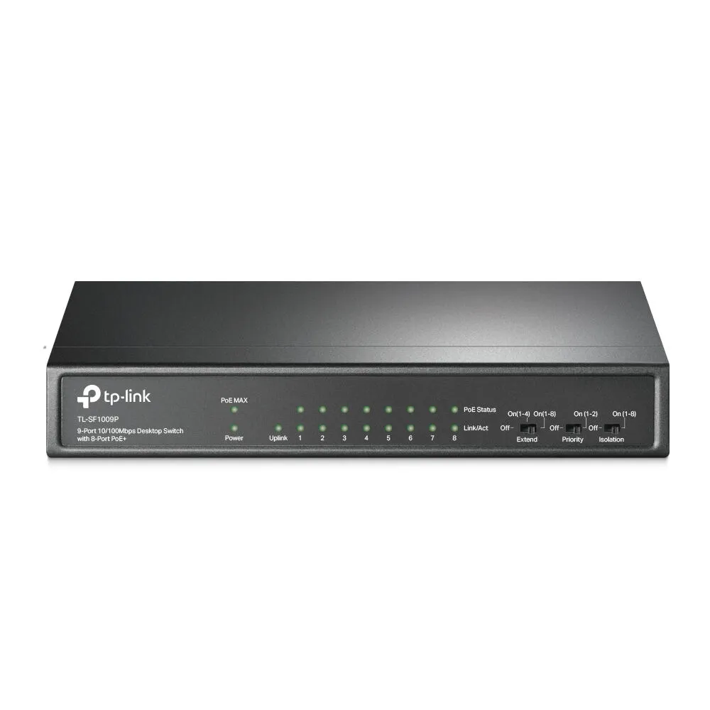 TP-Link TL-SF1009P Yönetilmeyen Fast Ethernet (10/100) Ethernet üzerinden güç desteği (PoE) Siyah Switch