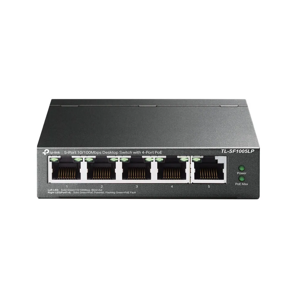 TP-Link TL-SF1005LP Yönetilmeyen Fast Ethernet (10/100) Ethernet üzerinden güç desteği (PoE) Siyah Switch