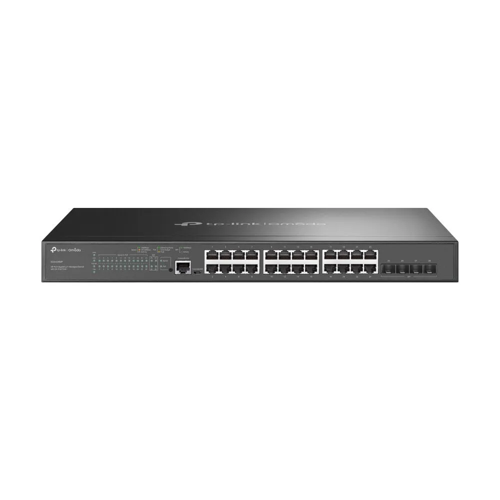 TP-Link Omada SG3428MP Gözetilmiş L2+ Gigabit Ethernet (10/100/1000) Ethernet üzerinden güç desteği (PoE) 1U Siyah Switch