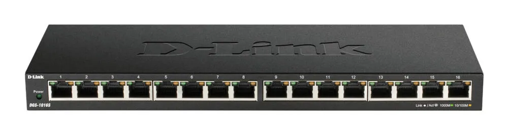 D-Link DGS-1016S/B ağ anahtarı Yönetilmeyen Gigabit Ethernet (10/100/1000) Siyah Thumbnail 1