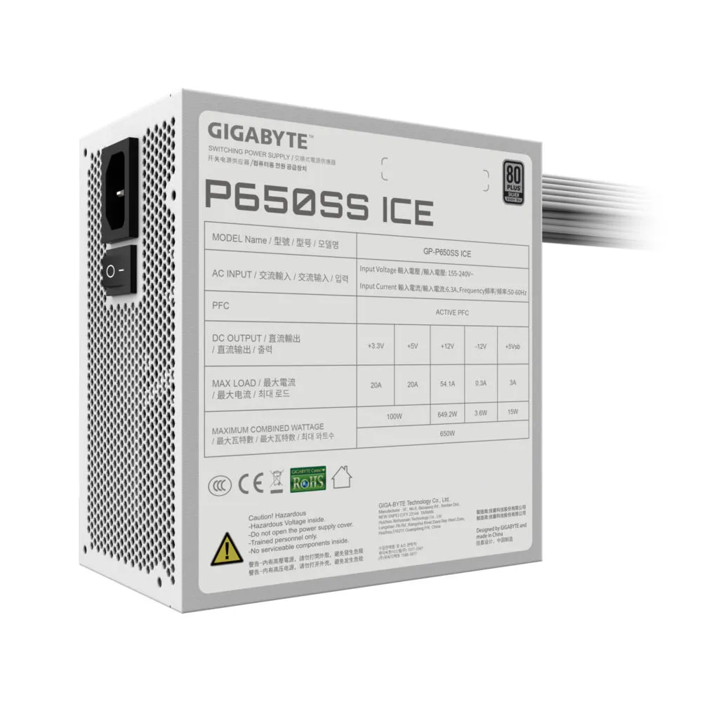 GIGABYTE P650SS ICE GP-P650SS UK 650 W 80 PLUS Silver ATX Güç Kaynağı Thumbnail 10