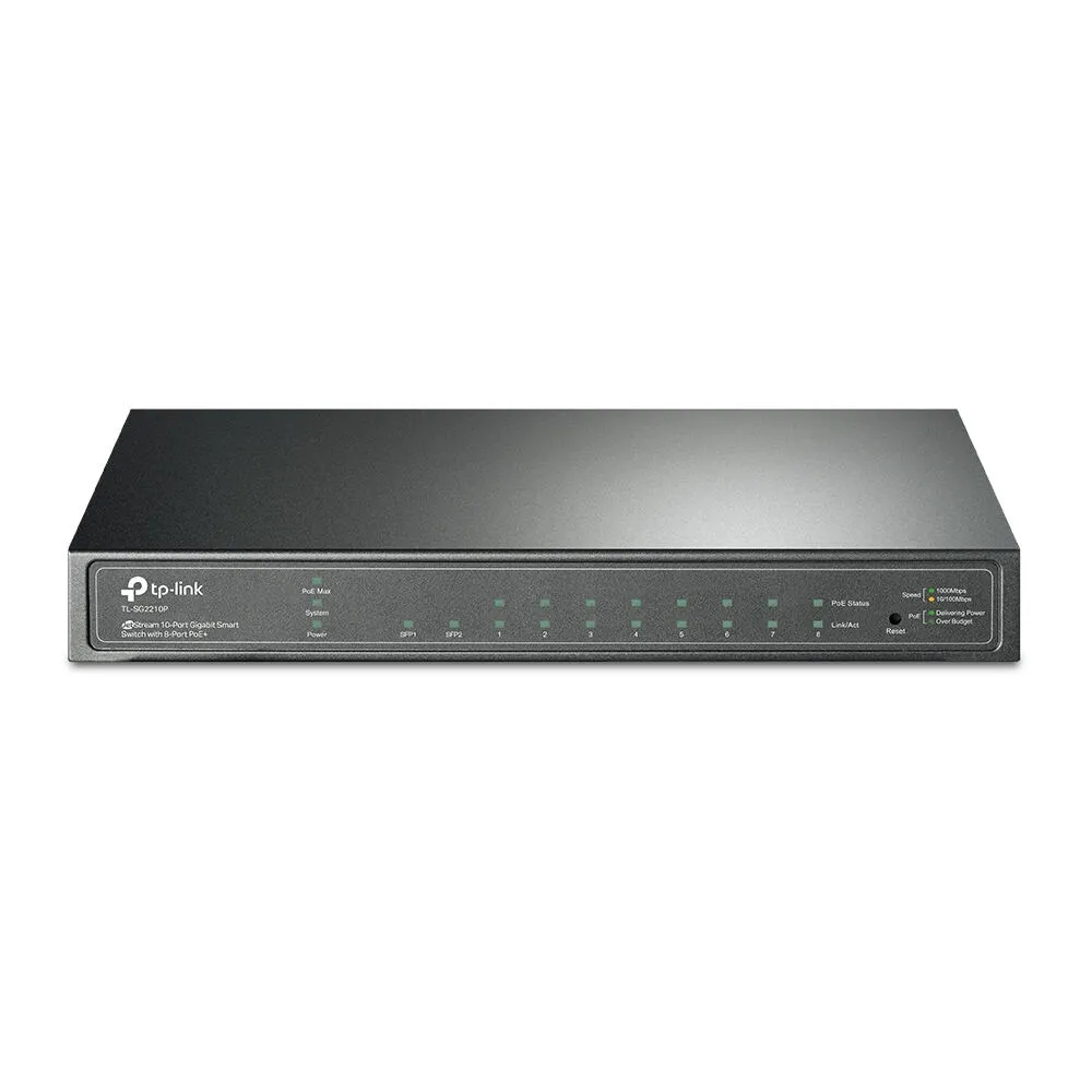 TP-Link TL-SG2210P V3.20 ağ anahtarı Gözetilmiş Gigabit Ethernet (10/100/1000) Ethernet üzerinden güç desteği (PoE) Siyah Switch