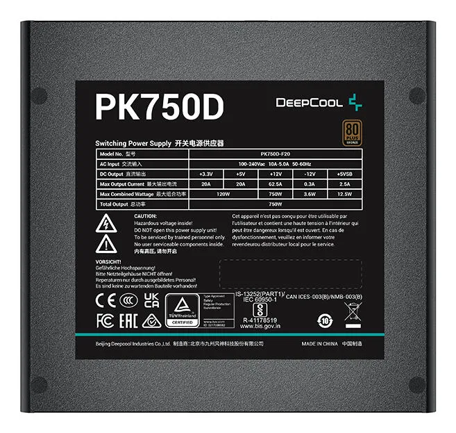 DeepCool PK750D R-PK750D-FA0B-EU 750 W 80 PLUS Bronze Güç Kaynağı Thumbnail 4