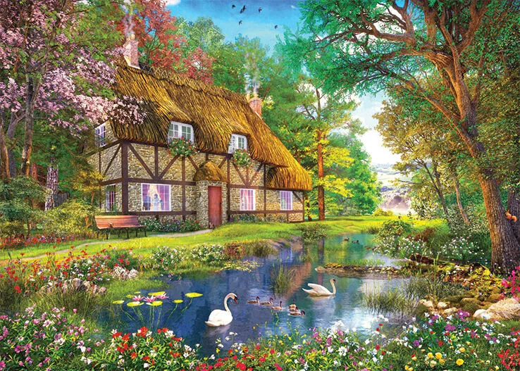 Jumbo Waterside Cottage 1000 Parça 11350 Puzzle Thumbnail 1