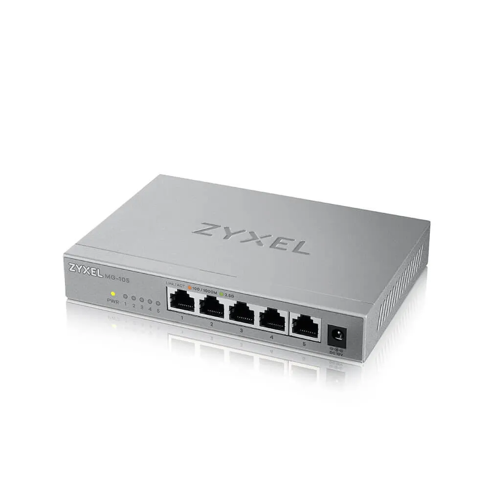Zyxel XMG-105 Yönetilmeyen 2.5G Ethernet (100/1000/2500) Gri Thumbnail 3