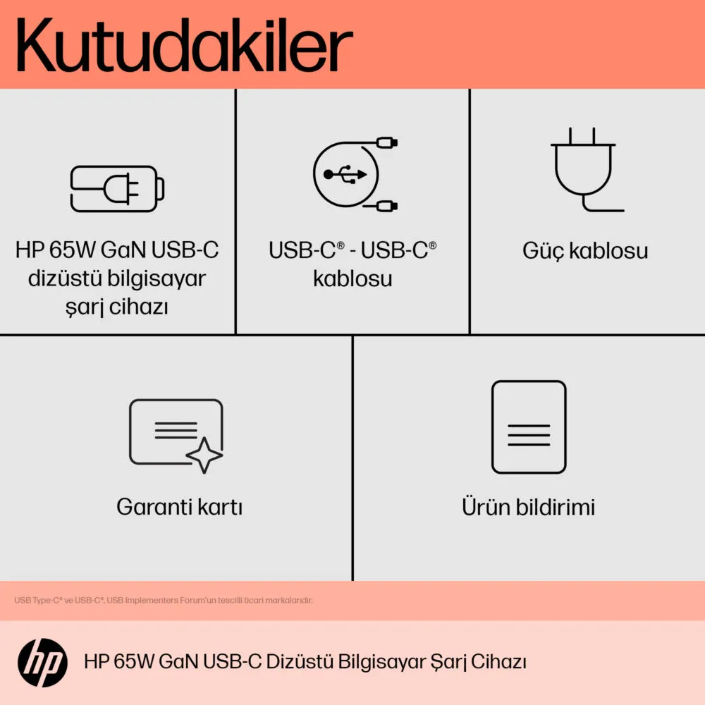 HP 65W GaN USB-C Dizüstü Şarj Cihazı 600Q7AA Thumbnail 8