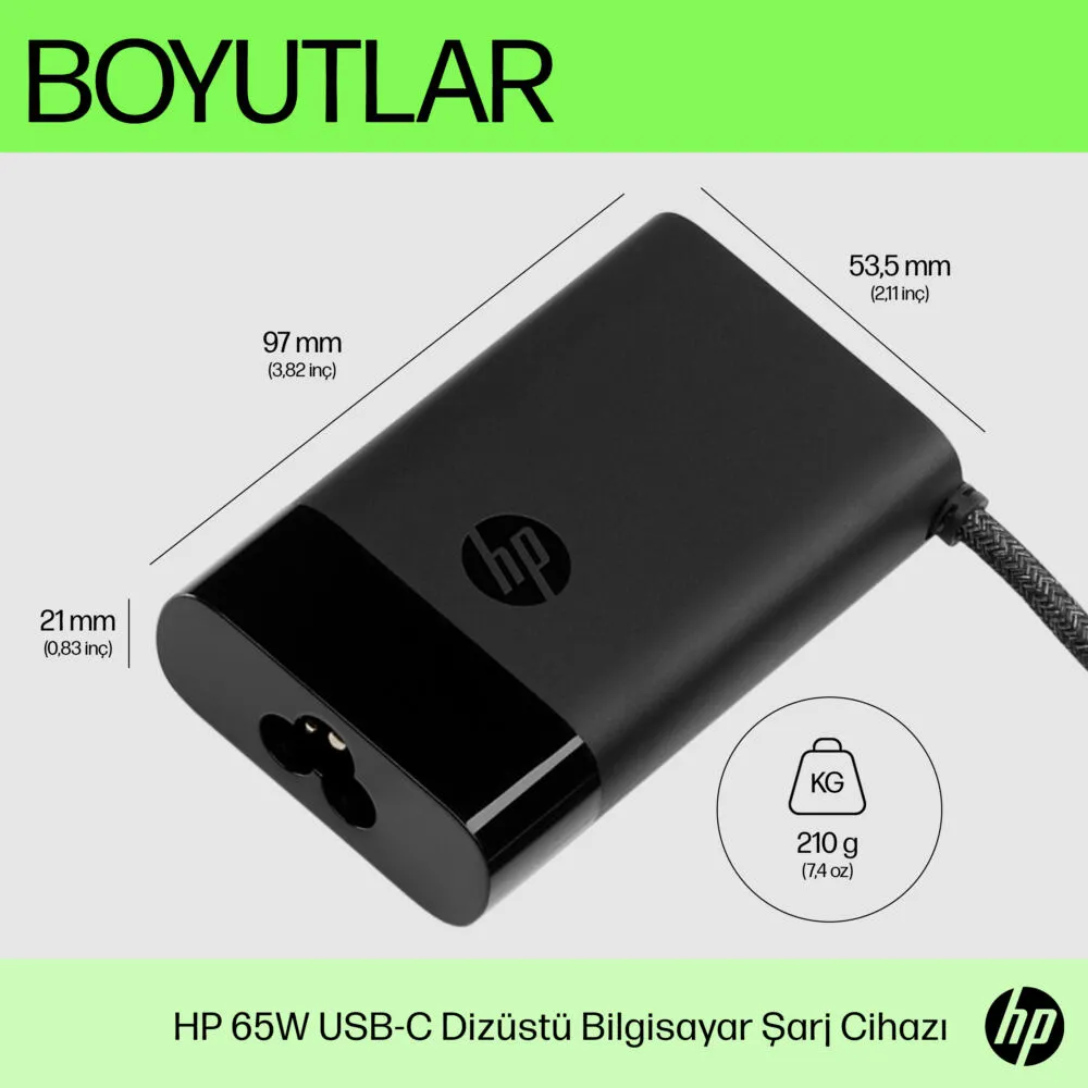 HP USB-C 65 W Dizüstü Bilgisayar Şarj Cihazı 671R2AA Thumbnail 3