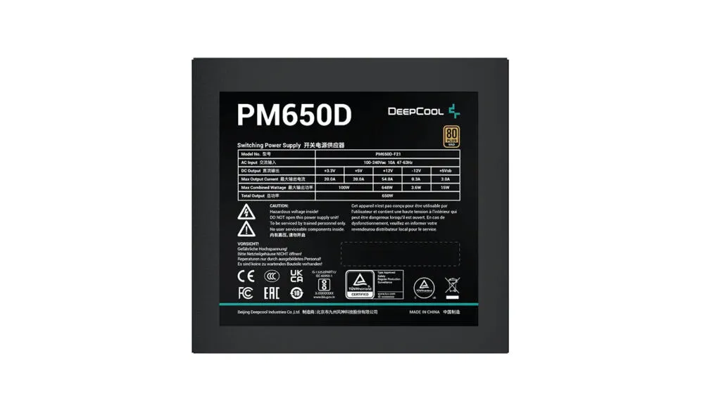 DeepCool PM650D 650 W R-PM650D-FA0B-UK 80 PLUS Gold ATX Güç Kaynağı Thumbnail 4