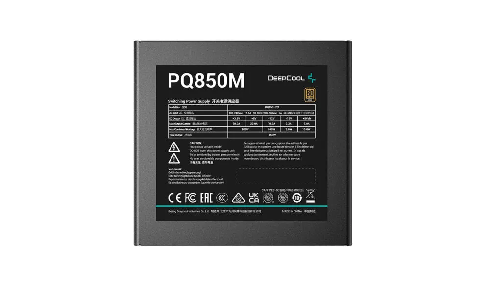 DeepCool PQ850M R-PQ850M-FA0B-US 850 W 80 PLUS Gold ATX Güç Kaynağı Thumbnail 1