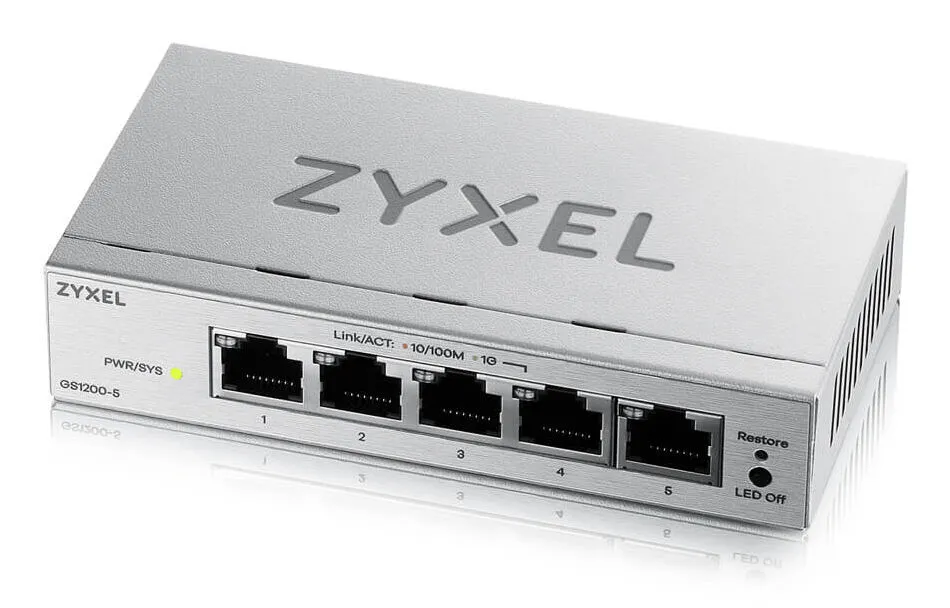 Zyxel GS1200-5V3 Gözetilmiş L2 Gigabit Ethernet (10/100/1000) Masaüstü Gri Switch