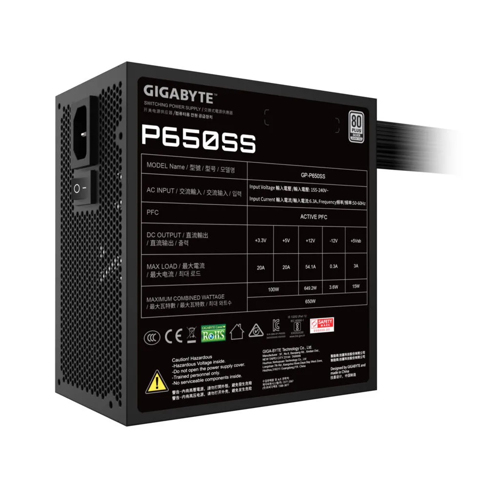 GIGABYTE P650SS GP-P650SS 650 W 80 PLUS Bronze ATX Güç Kaynağı Thumbnail 9