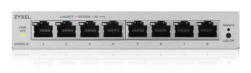 Zyxel GS1200-8V3 Gözetilmiş L2 Gigabit Ethernet (10/100/1000) Masaüstü Gri Thumbnail 2