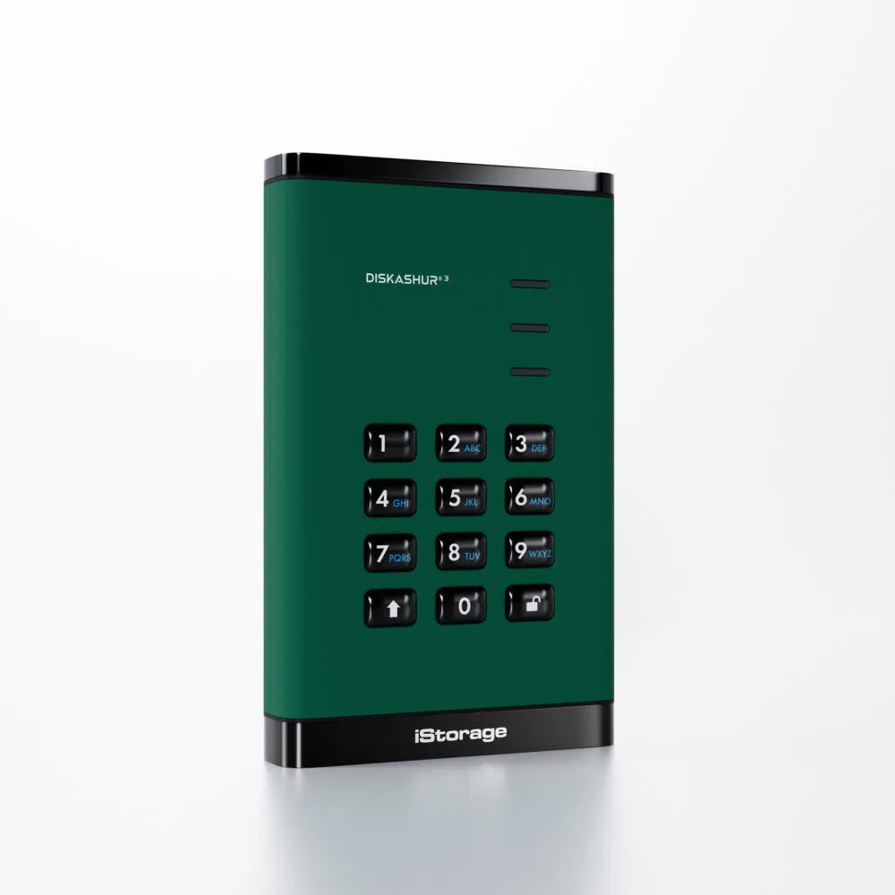 iStorage diskAshur3 HDD IS-DA3-256-2000-GN 2 TB 2.5" USB 3.2 Taşınabilir Harici Hard Disk Thumbnail 2