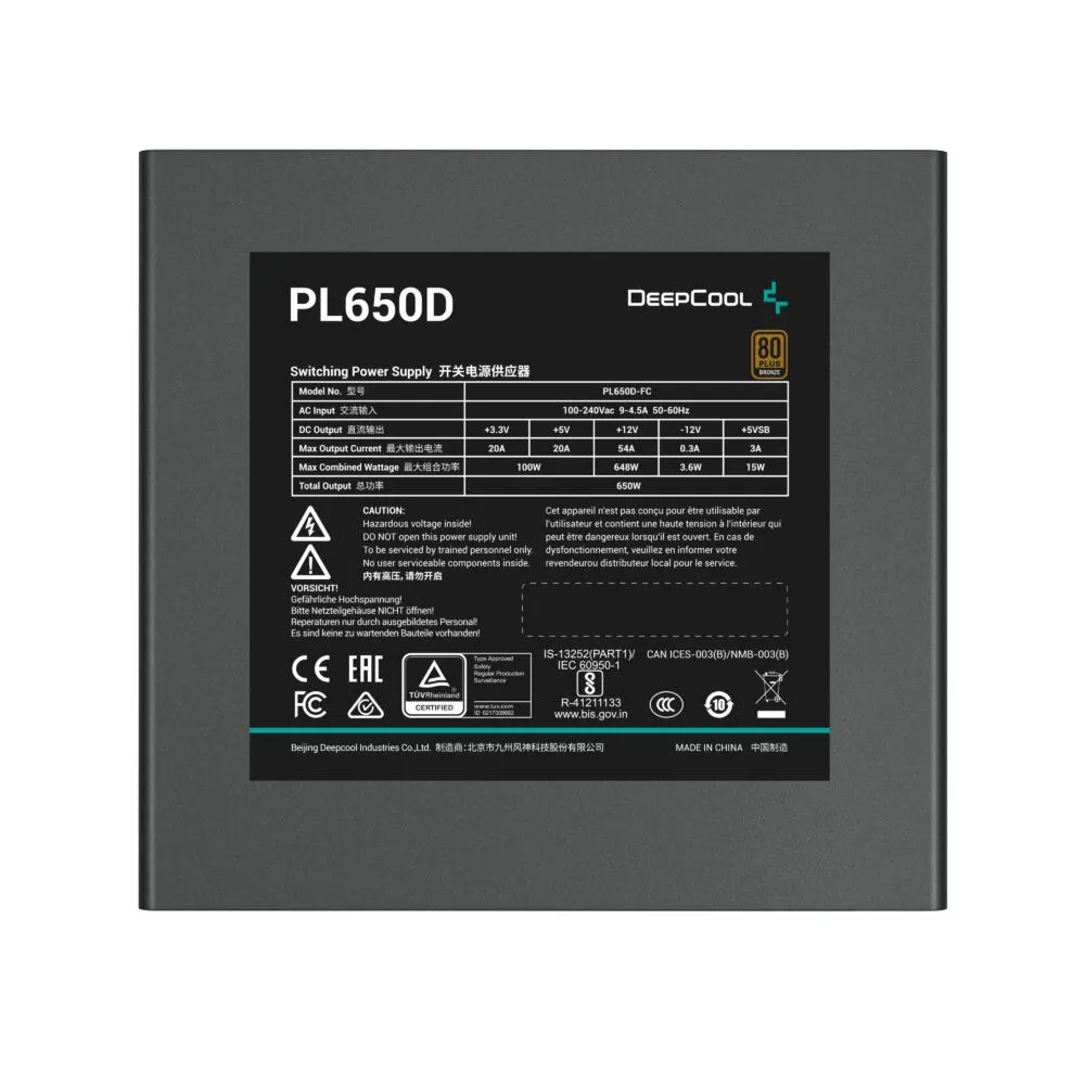DeepCool R-PL650D-FC0B-US-V2 güç kaynağı ünitesi 650 W 20+4 pin ATX Siyah Thumbnail 2