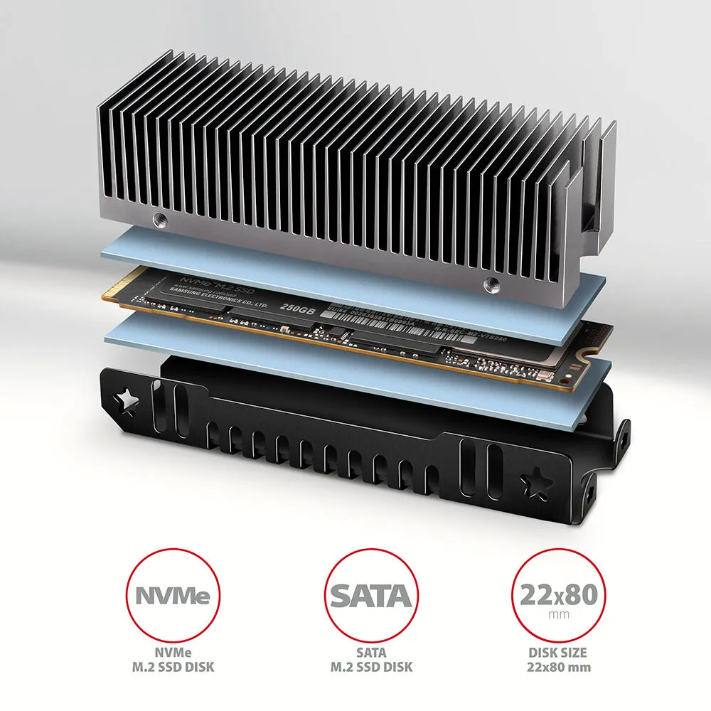 Axagon CLR-M2XT M.2 SSD Passivkühler Aluminium - 2280 Thumbnail 2
