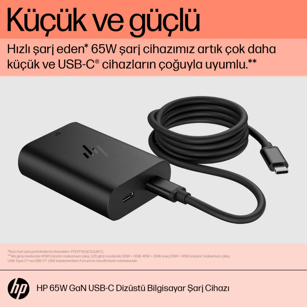 HP 65W GaN USB-C Dizüstü Şarj Cihazı 600Q8AA Thumbnail 12