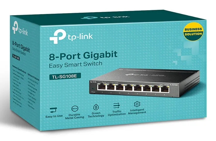 TP-Link TL-SG108E(UN) ağ anahtarı Gözetilmiş L2 Gigabit Ethernet (10/100/1000) Siyah Thumbnail 2