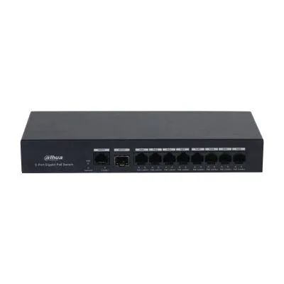 Dahua Technology PFS3110-8GT-65 ağ anahtarı Yönetilmeyen L2 Gigabit Ethernet (10/100/1000) Ethernet üzerinden güç desteği (PoE) Siyah Switch