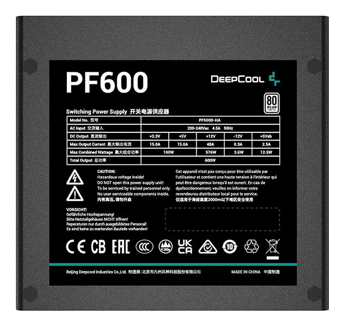 DeepCool PF600 güç kaynağı ünitesi 600 W 20+4 pin ATX Siyah Thumbnail 2
