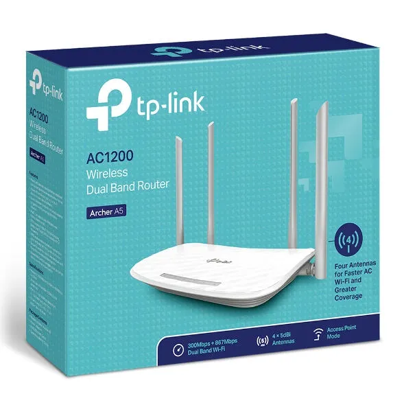 TP-Link ARCHER A5(EU) kablosuz yönlendirici Hızlı Eternet Çift bant (2,4 GHz / 5 GHz) Beyaz Thumbnail 3