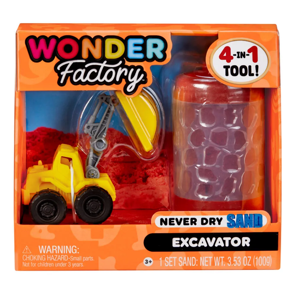 MGA Entertainment Wonder Factory Never Dry Sand Construction Trucks - Red + Excavator 532941 Thumbnail 13