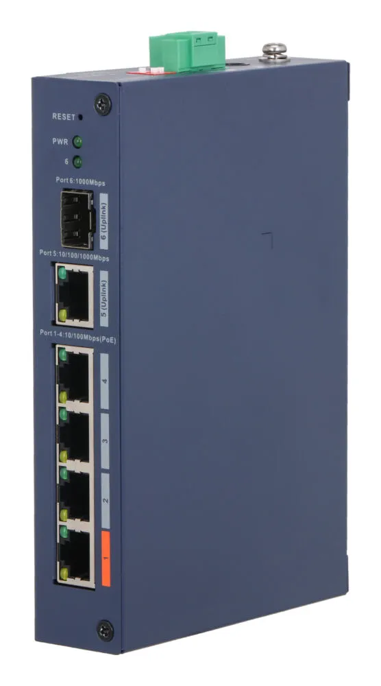 Dahua Technology CHS4106-4ET-60 ağ anahtarı Gözetilmiş L2 Fast Ethernet (10/100) Ethernet üzerinden güç desteği (PoE) Masaüstü Mavi Switch
