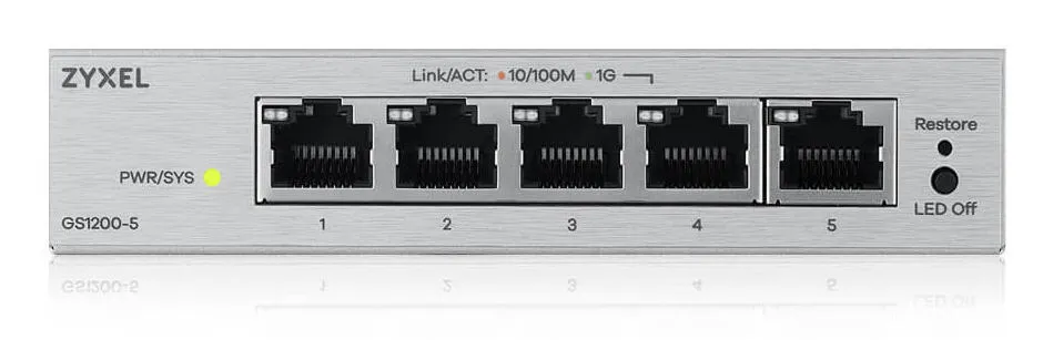 Zyxel GS1200-5V3 Gözetilmiş L2 Gigabit Ethernet (10/100/1000) Masaüstü Gri Thumbnail 2