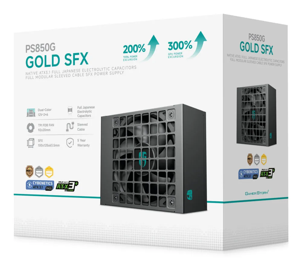 DeepCool PS850G güç kaynağı ünitesi 850 W 20+4 pin ATX SFX Siyah Thumbnail 7