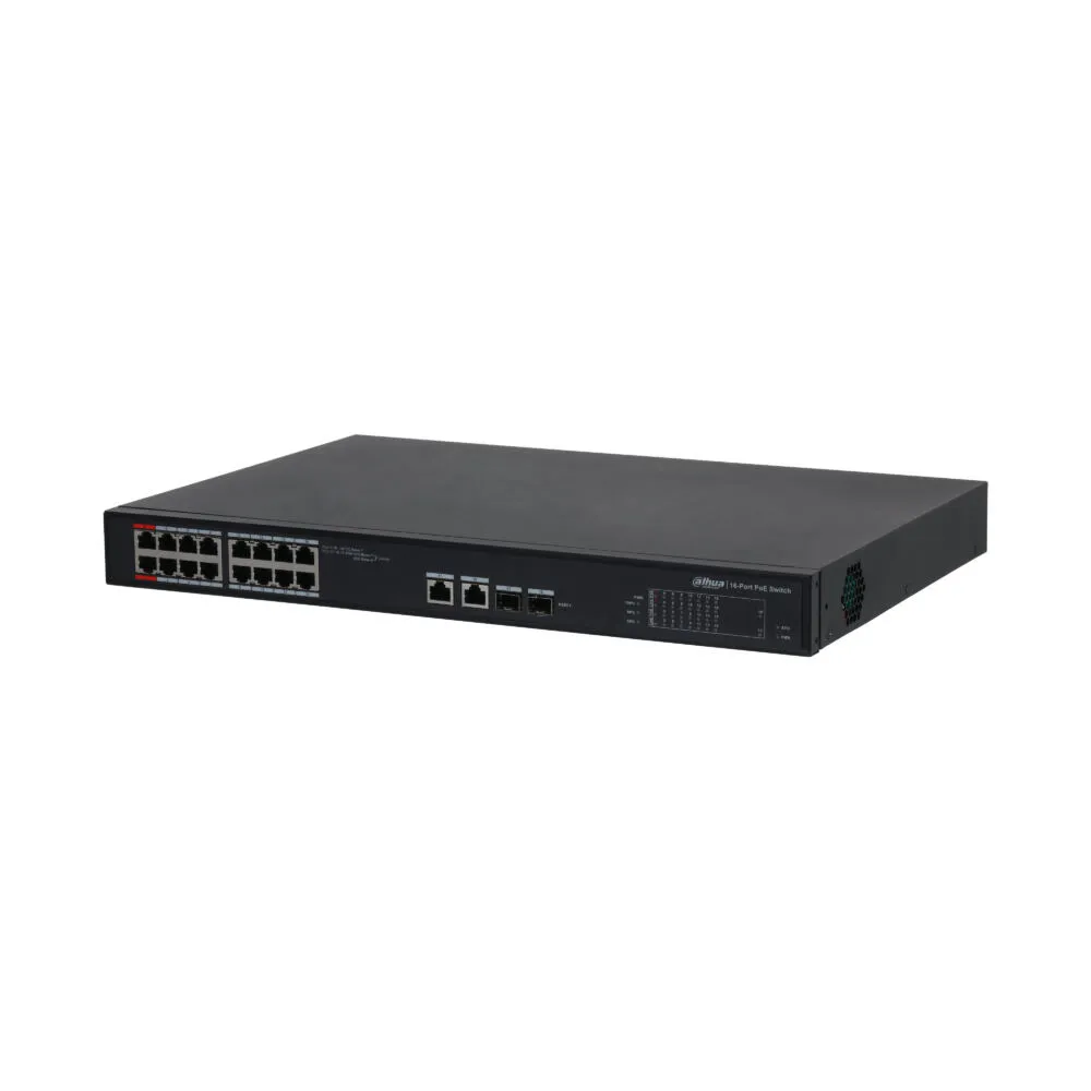 Dahua Technology PoE DH-S4101-16ET2GF-240-C ağ anahtarı Gözetilmiş L2 Fast Ethernet (10/100) Ethernet üzerinden güç desteği (PoE) Siyah Switch