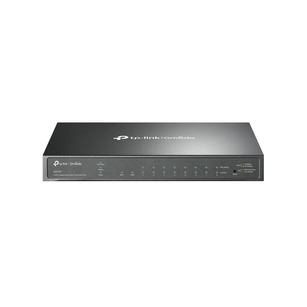 TP-Link Omada SG2210P Gözetilmiş L2/L2+ Gigabit Ethernet (10/100/1000) Ethernet üzerinden güç desteği (PoE) Siyah Switch