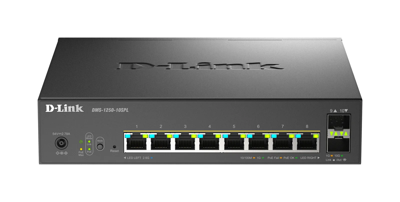 D-Link 10-Port Multi-Gigabit Smart Managed PoE DMS-1250-10SPL/B Ağ Anahtarları
