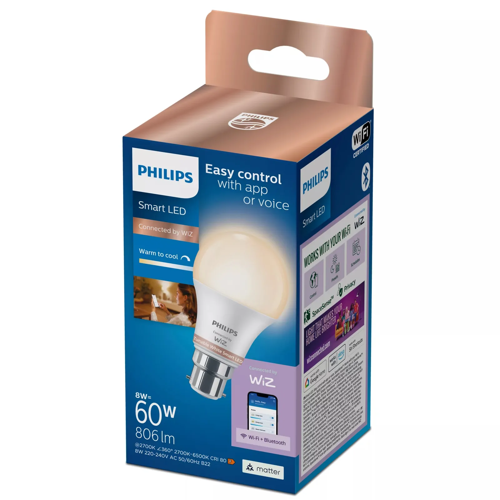 Philips by Signify Akıllı LED A60 Ampul, B22 Taban, 806 lm 8720169302952 Thumbnail 1