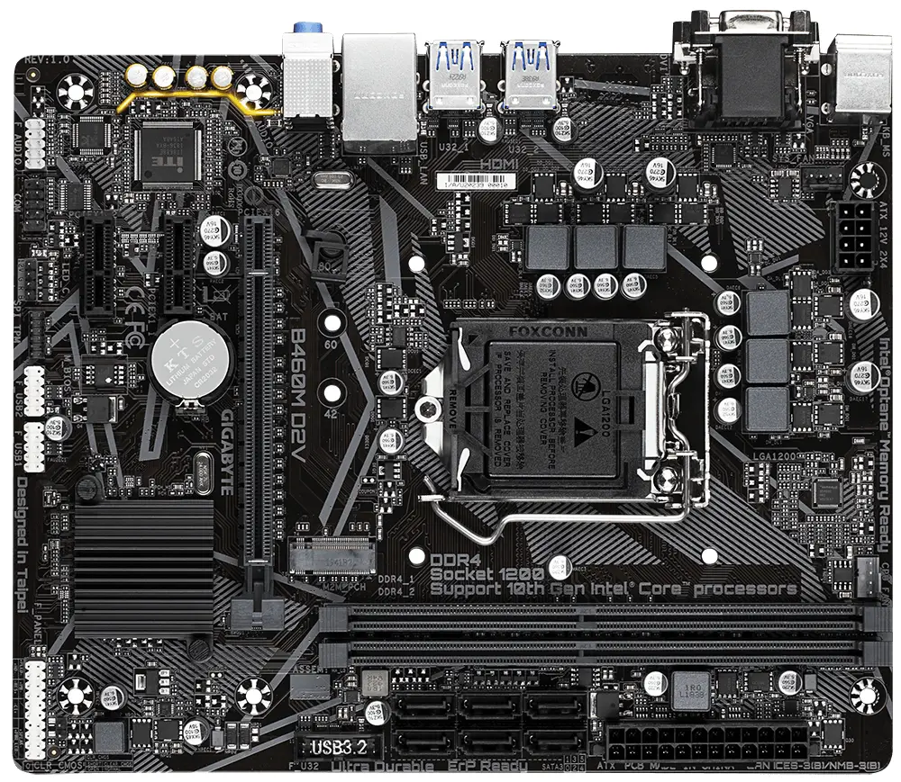GIGABYTE B460M D2V LGA1200 2x DDR4 1x M.2 Micro-ATX Anakart Thumbnail 3