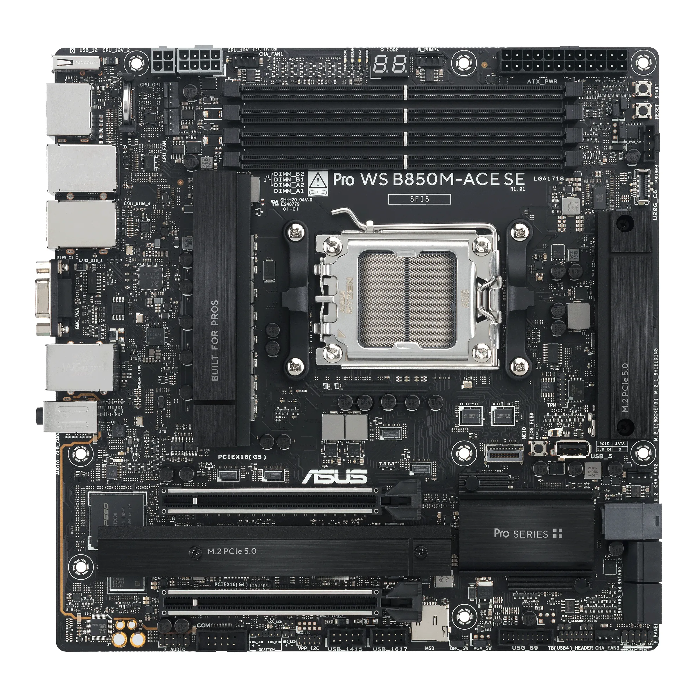 PRO WS B850M-ACE SE AM5 4x DDR5 2x M.2 Micro-ATX Anakart 90MB1MN0-M0EAY0