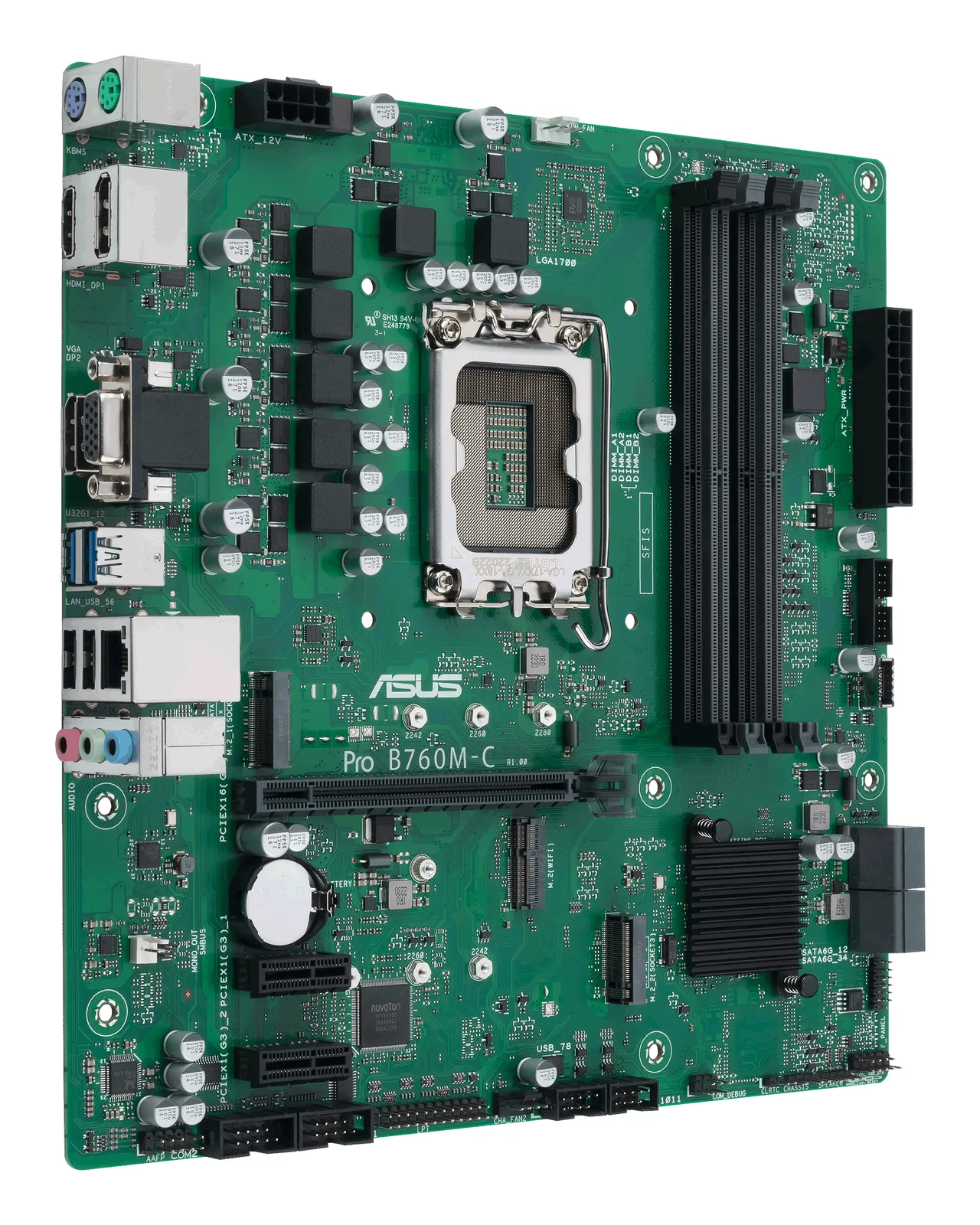 ASUS PRO B760M-C-CSM 90MB1DX0-M0EAYC LGA1700 4x DDR5 2x M.2 Micro-ATX Anakart Thumbnail 1