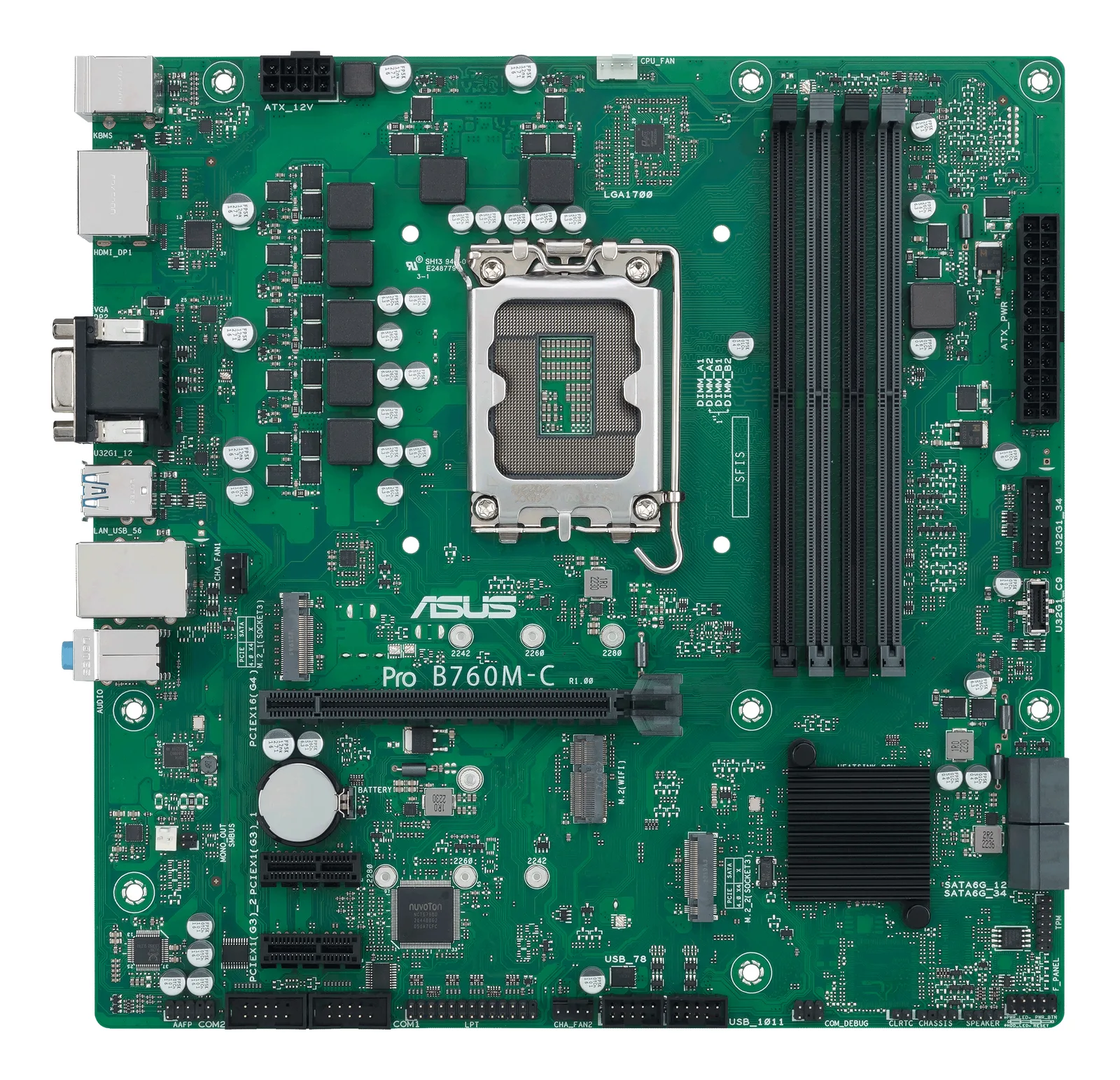 ASUS PRO B760M-C-CSM 90MB1DX0-M0EAYC LGA1700 4x DDR5 2x M.2 Micro-ATX Anakart Thumbnail 0