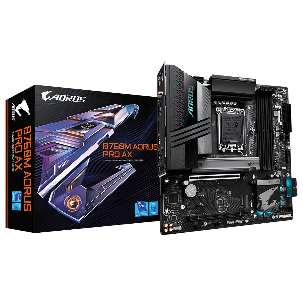 GIGABYTE B760M AORUS PRO AX (REV. 1.0) LGA1700 4x DDR5 1x M.2 Micro-ATX Anakart
