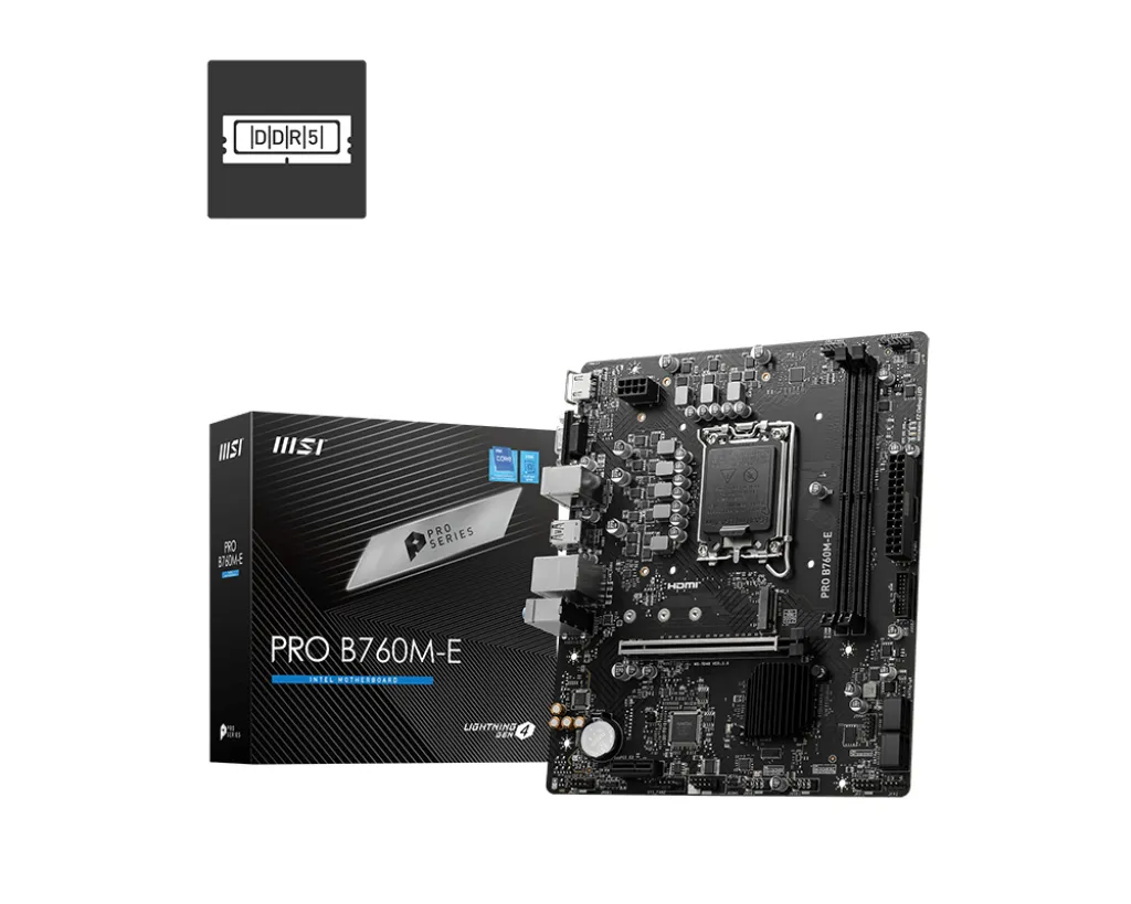 MSI PRO B760M-E LGA1700 2x DDR5 1x M.2 Micro-ATX Anakart Thumbnail 0
