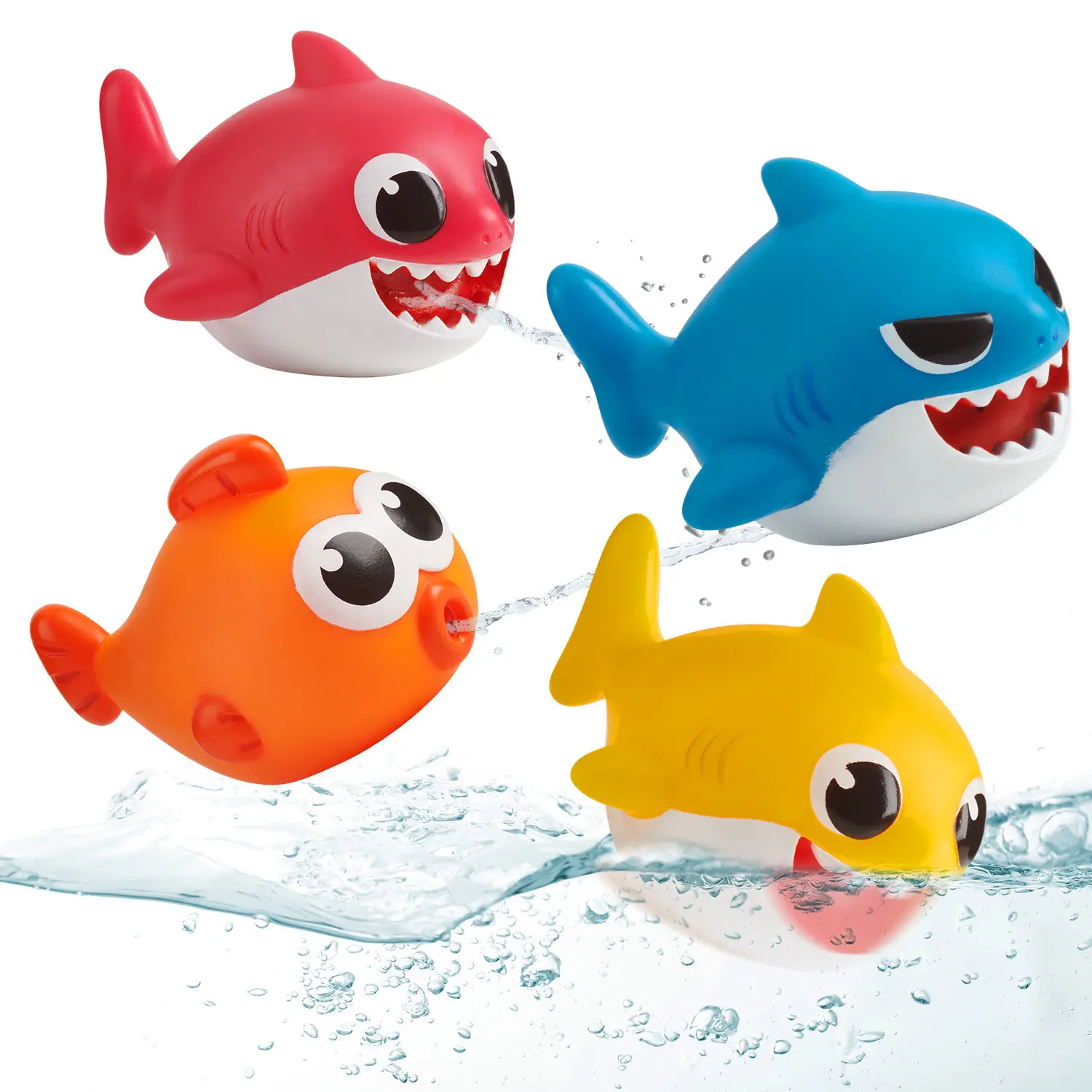 WowWee Baby Shark- Bath Squirt Toys 4-Pack 61078 Banyo Oyunları, Oyuncaklar ve Çıkartm