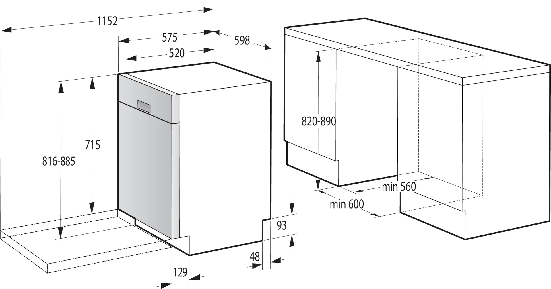 Gorenje GU642C90X 20015150 14 Kişilik 6 Programlı Bulaşık Makinesi