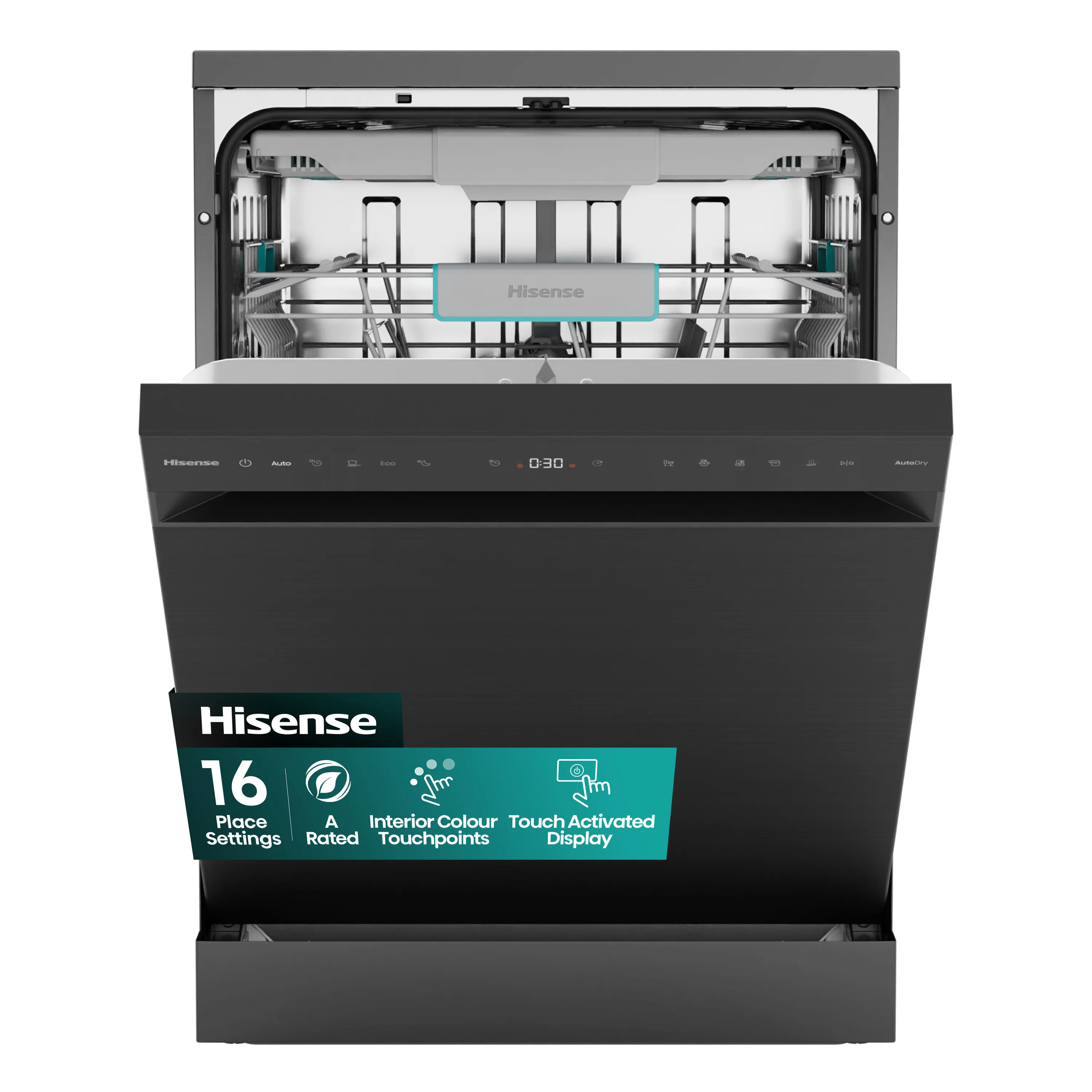 Hisense HS663A90BXUK Full Size Dishwasher - Black Inox Bulaşık Makinesi
