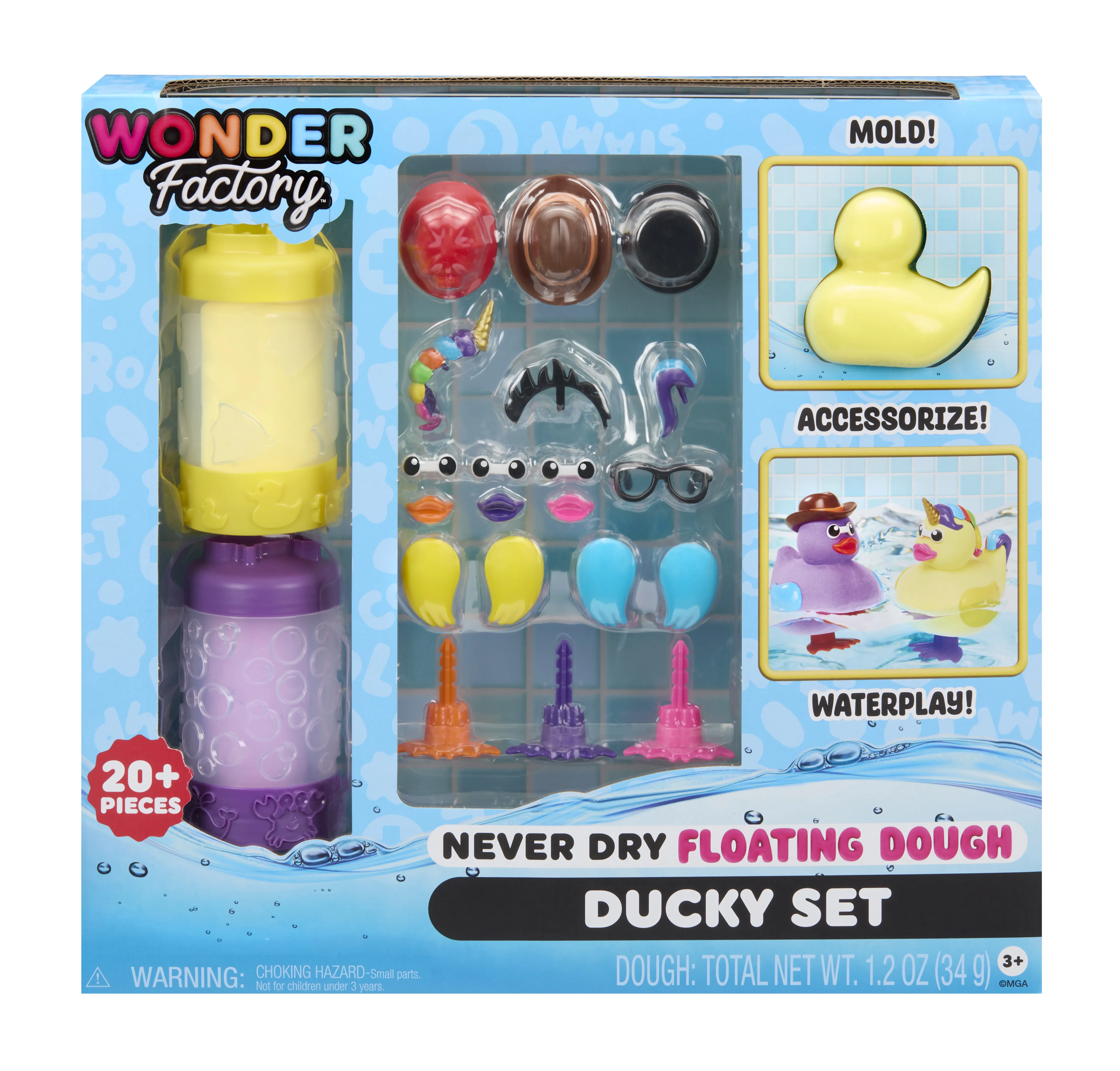 MGA Entertainment Wonder Factory Never Dry Floating Dough Ducky Playset 545002-EUC Çömlekçilik Ve Modelleme Ürünleri