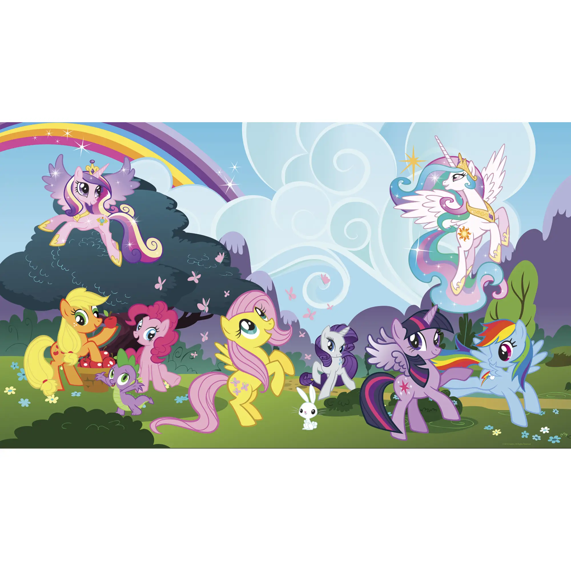 Hasbro My Little Pony Ponyville XL Chair Rail Prepasted Mural 6' x 10.5' - Ultra-Strippable by York Wall Coverings HTSR000027 Duvar Resimleri