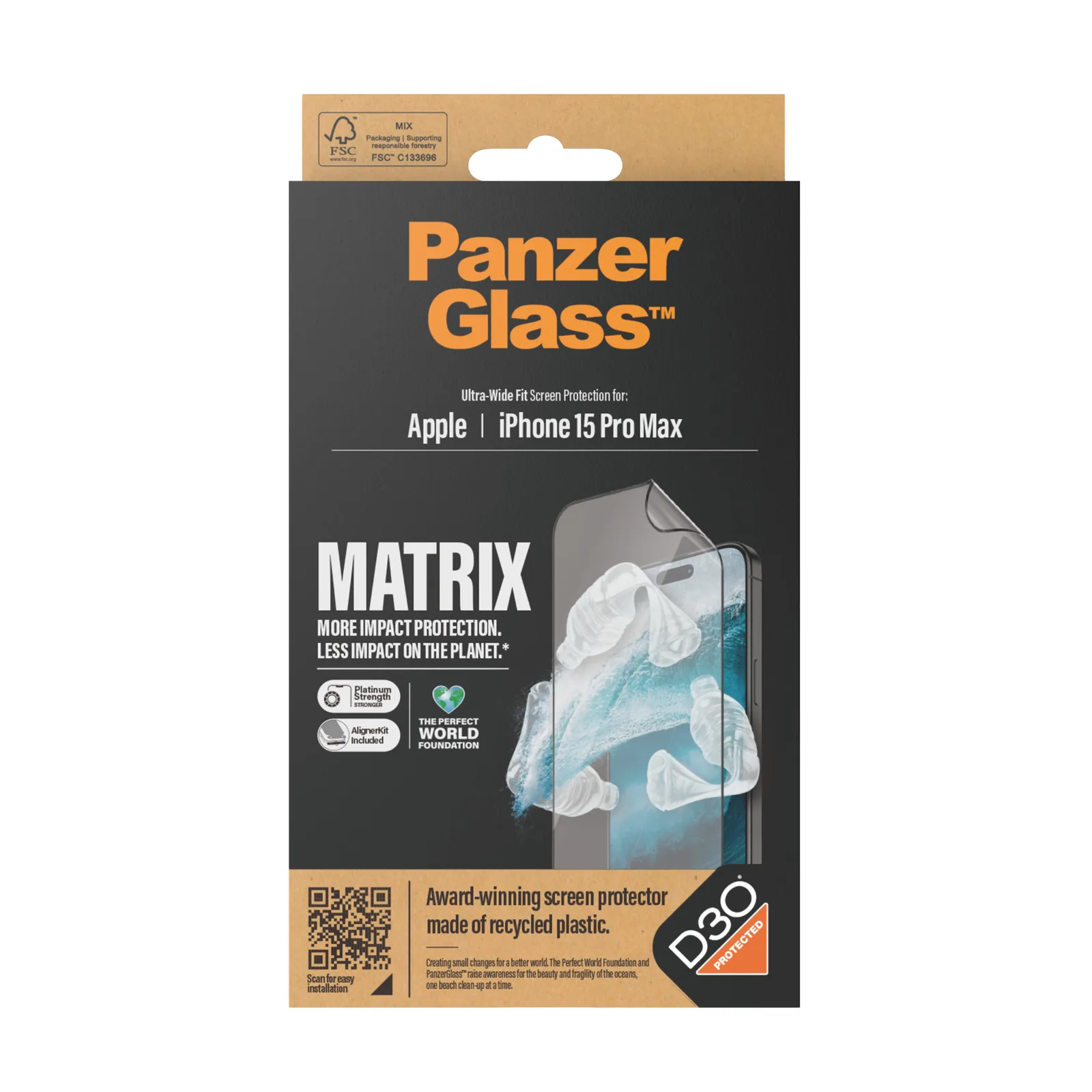 PanzerGlass® ECO MATRIX Screen Protector with D3O® iPhone 15 Pro Max | Ultra-Wide Fit w. AlignerKit 2820 Thumbnail 3