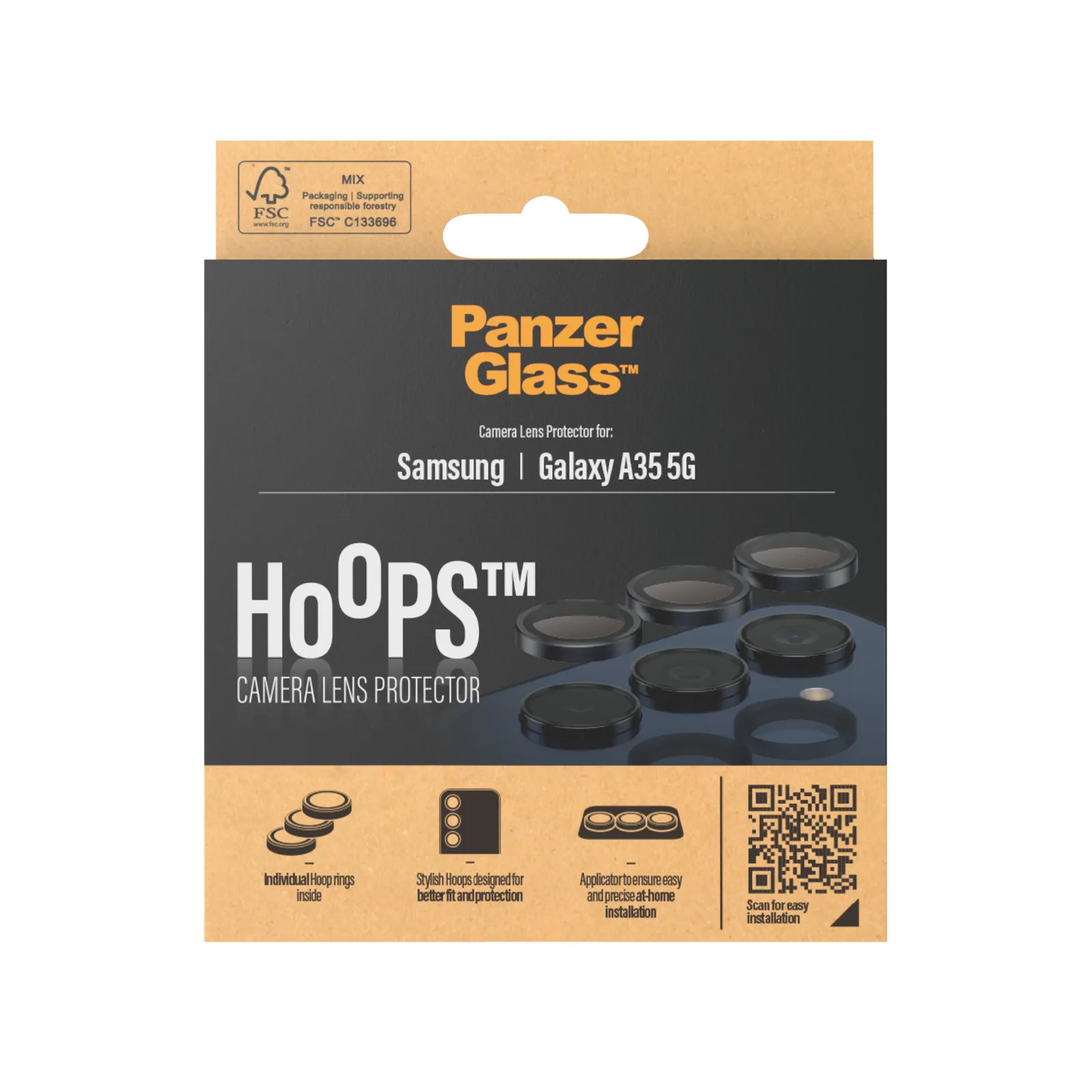 PanzerGlass® Hoops® Camera Lens Protector Black Samsung Galaxy A35 5G 1226 Thumbnail 3