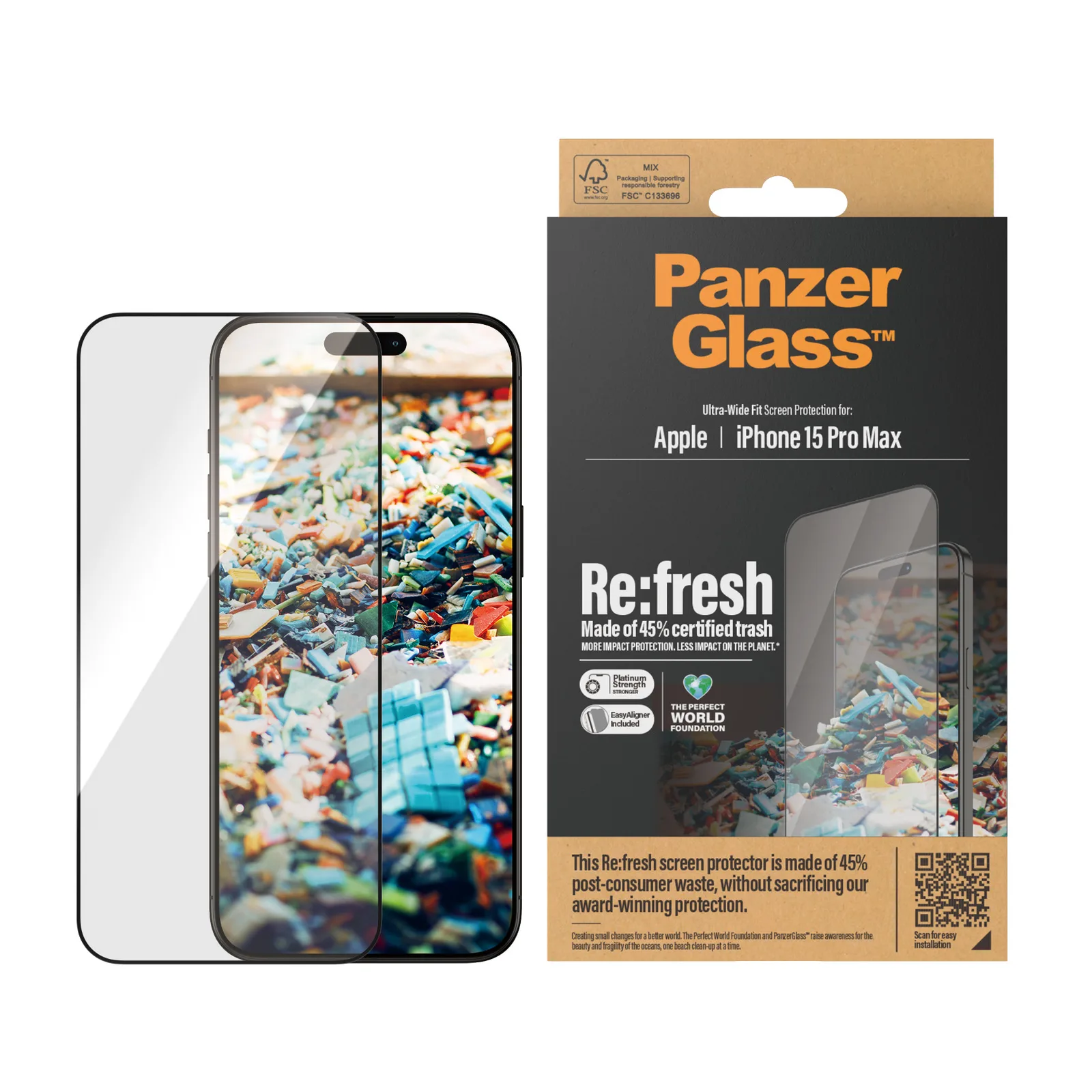 PanzerGlass® Re:fresh Screen Protector iPhone 15 Pro Max | Ultra-Wide Fit w. EasyAligner 2824 Thumbnail 1