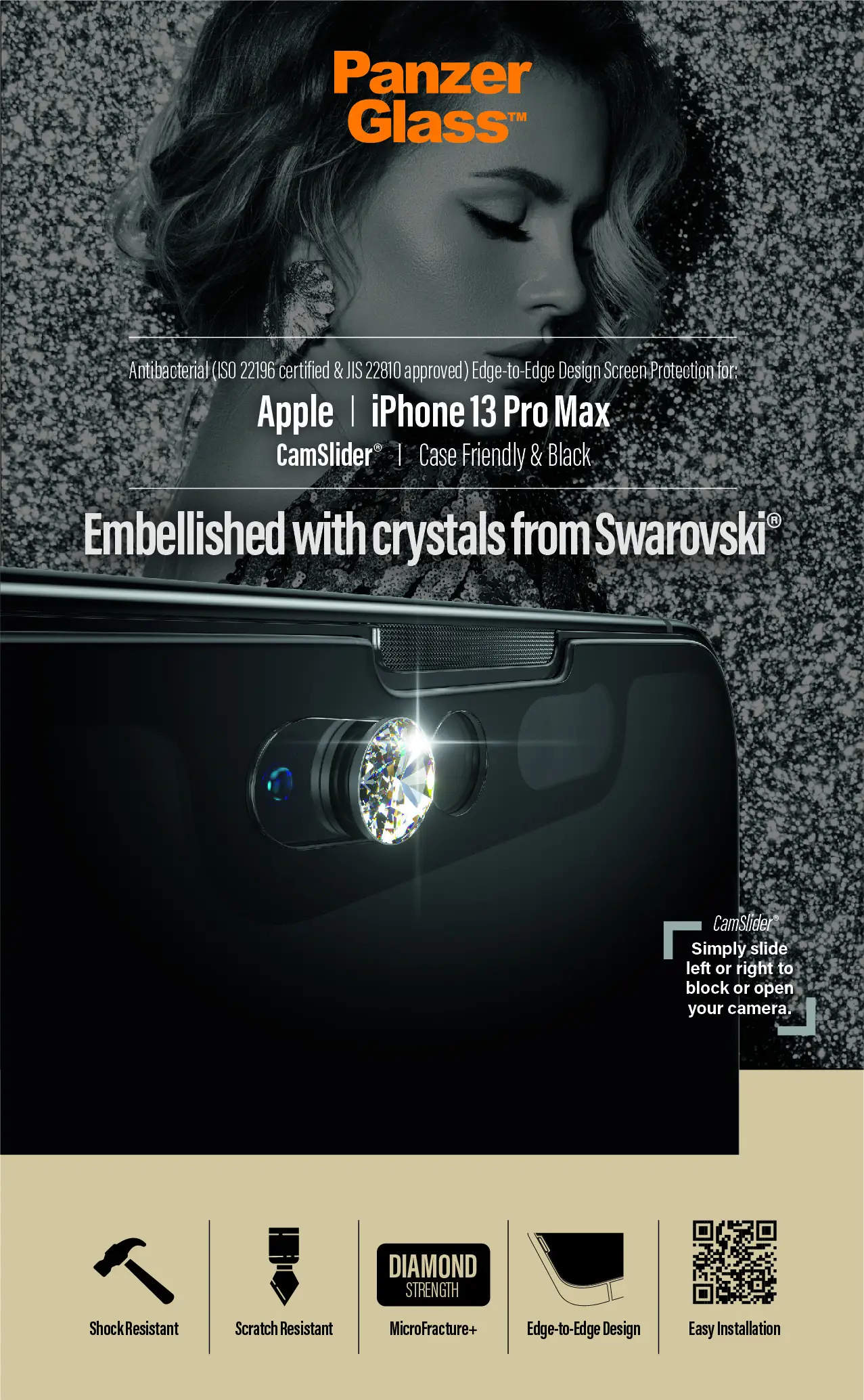 PanzerGlass® CamSlider® Screen Protector iPhone 13 Pro Max - Embellished w. crystals from Swarovski® | Edge-to-Edge 2752 Thumbnail 23